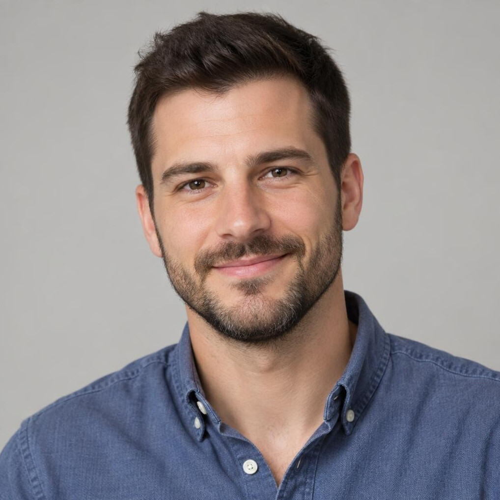 Portrait of a bearded man in casual shirt