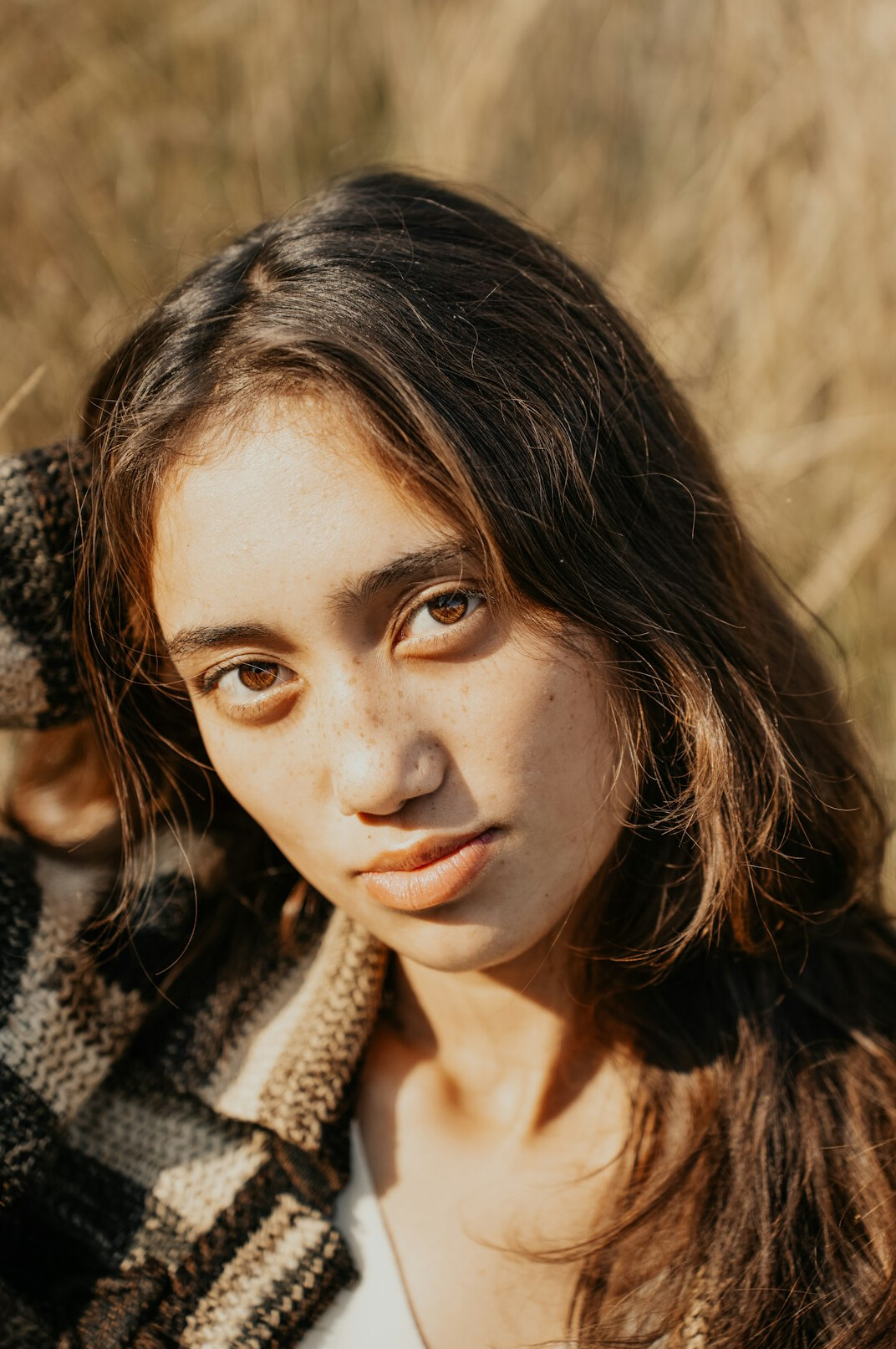 Portrait of a young woman with brown hair