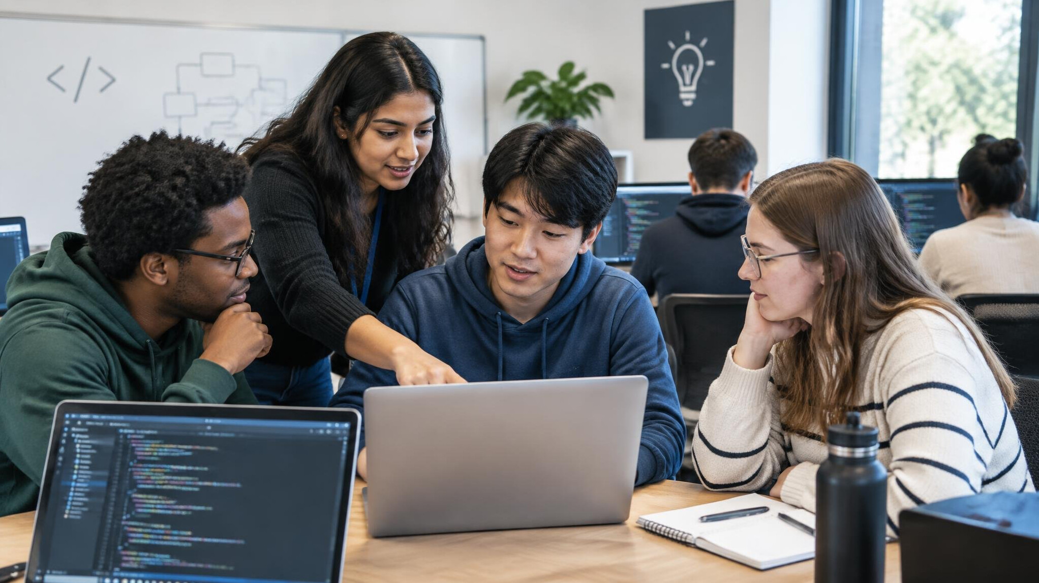 group of students in coding workshop