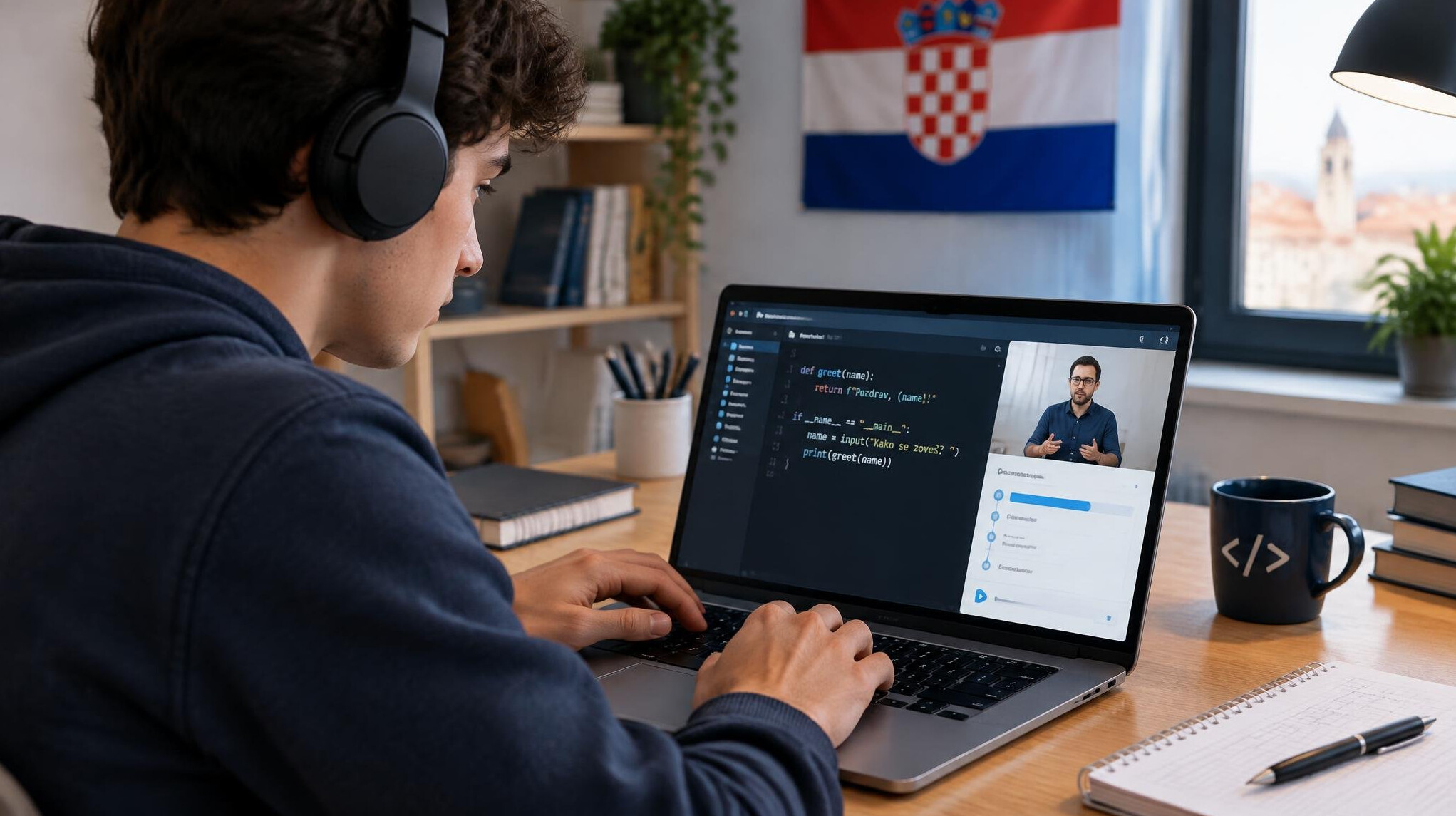 person learning coding on laptop