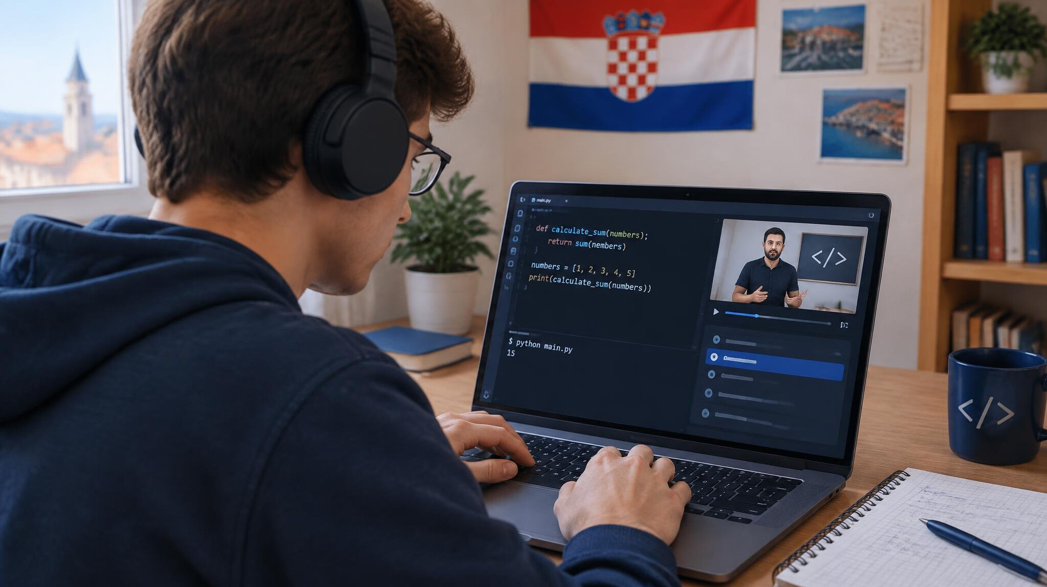 person learning coding on laptop