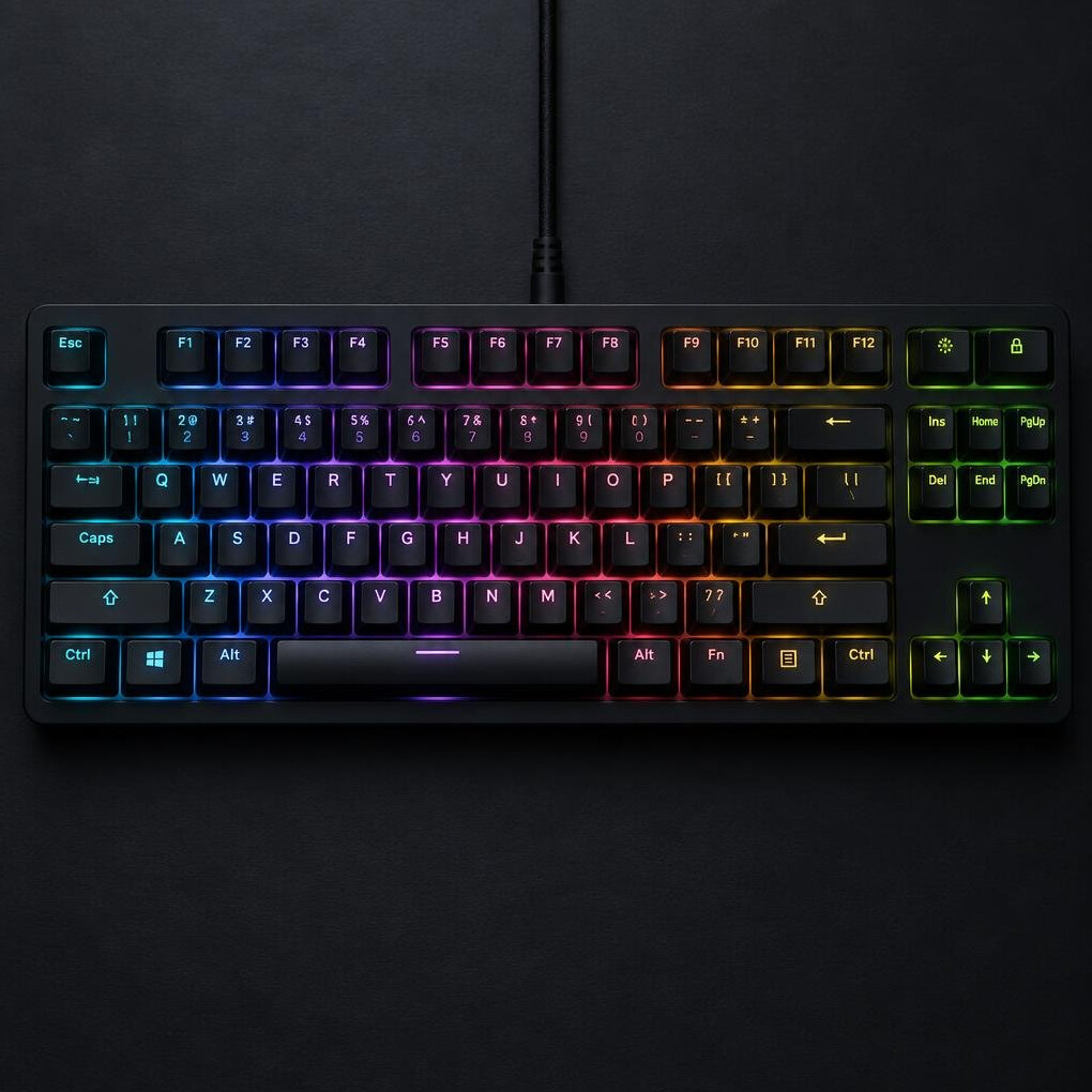 Black mechanical keyboard with colorful lighting