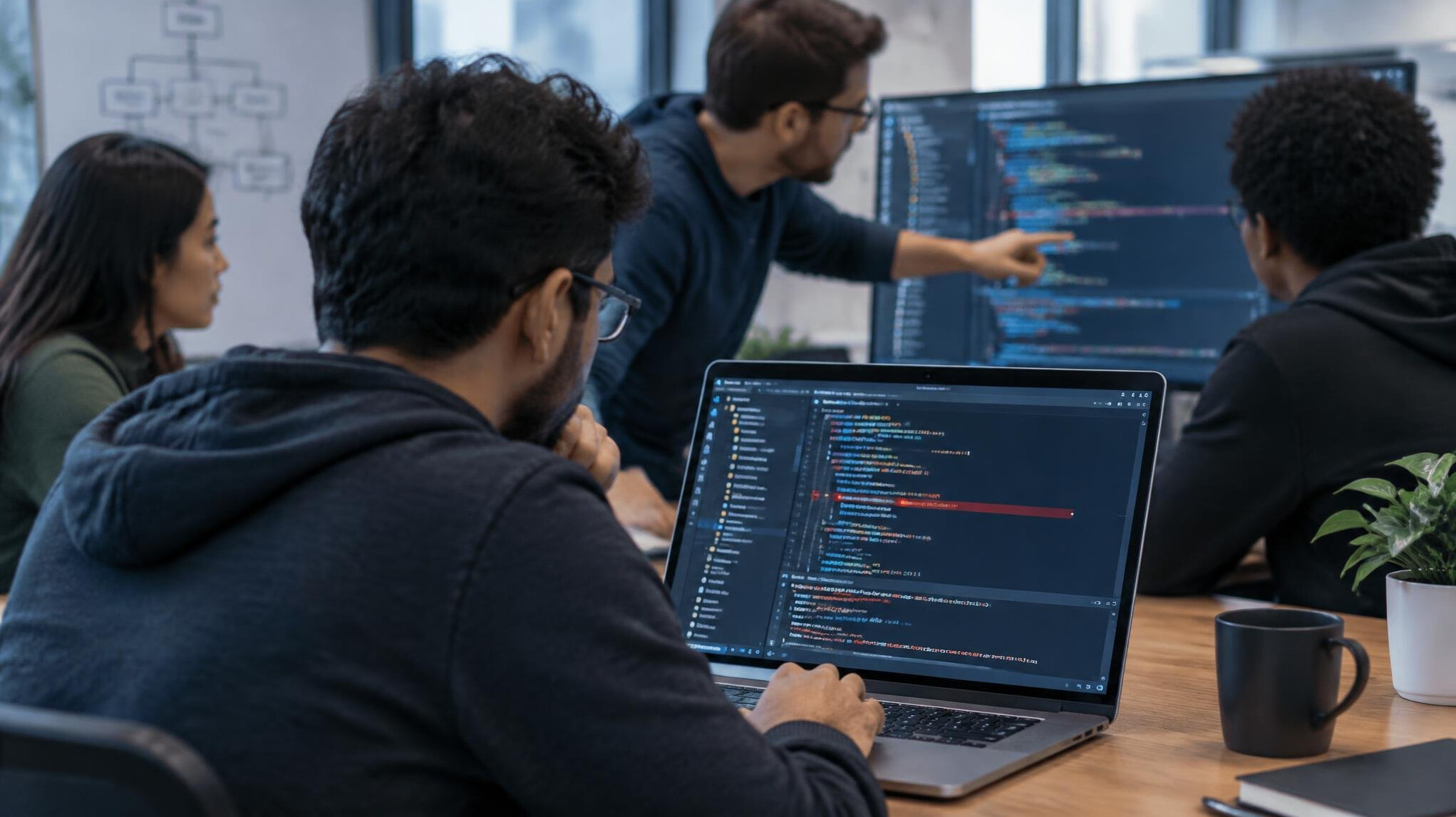 developer working on code